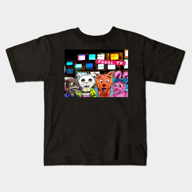 Feral TV Kids T-Shirt by Bloody Brilliant Design